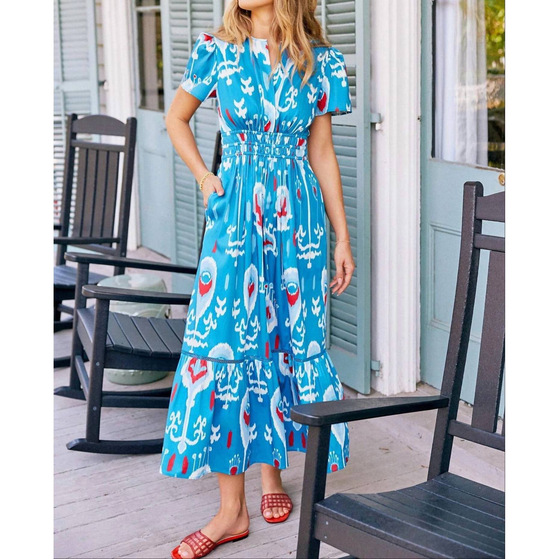 New Sheridan French Eloise Midi Dress In Americana Ikat